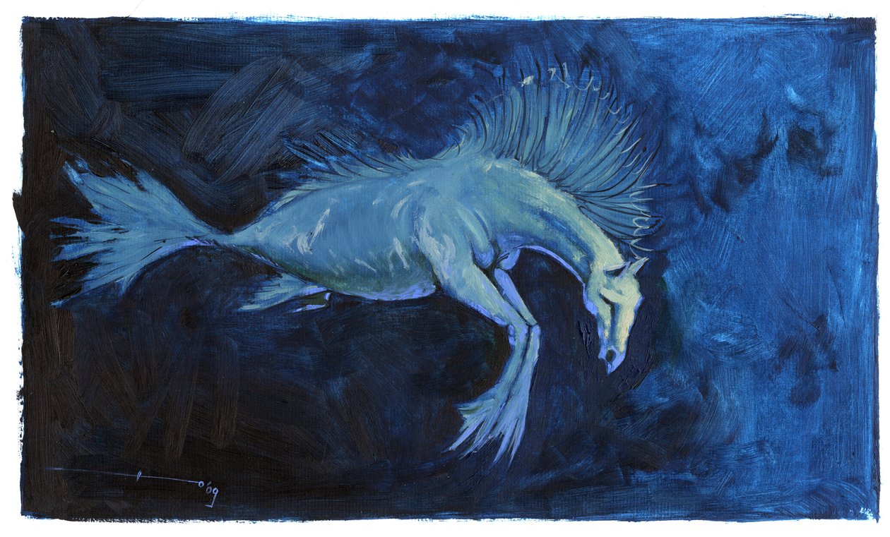 Fabulosa criatura: representación de un caballito de mar o caballito de mar. Dibujo de Alessandro Lonati de Alessandro Lonati