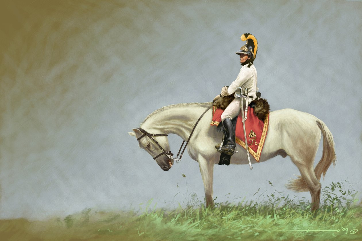 Primer Imperio: soldado de la caballería austriaca. Dibujo de Alessandro Lonati de Alessandro Lonati