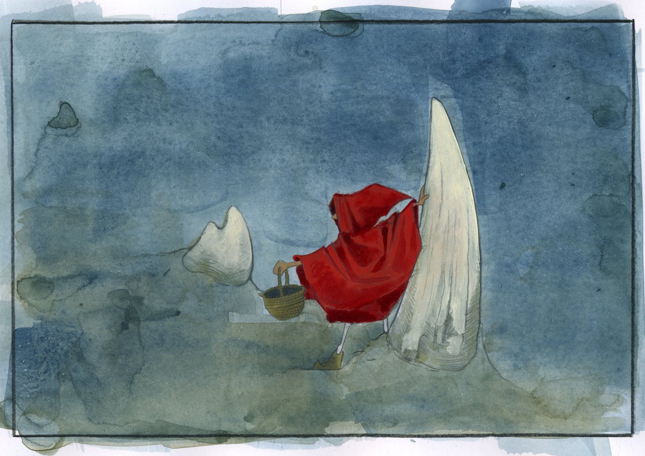 Caperucita Roja - Fábula de Caperucita Roja de Charles Perrault (1628-1703). Dibujo de Alessandro Lonati de Alessandro Lonati
