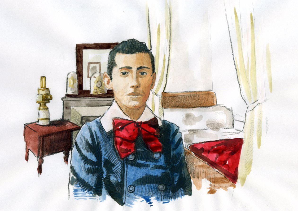 Marcel Proust joven en la habitación de su tía Elisabeth (tinta sobre papel) de Alessandro Lonati