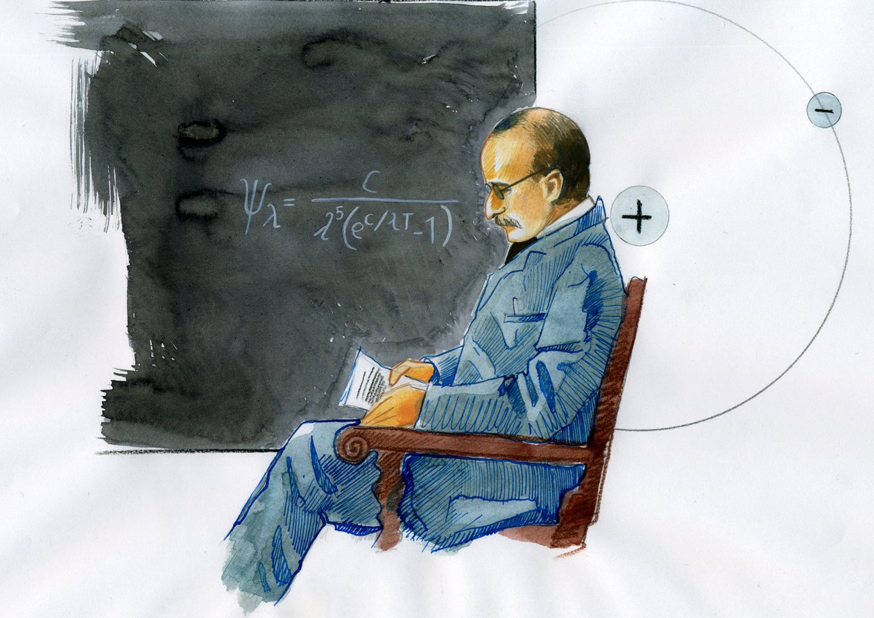Max Planck, físico alemán (Retrato del físico alemán Max Planck (1868-1947)) de Alessandro Lonati