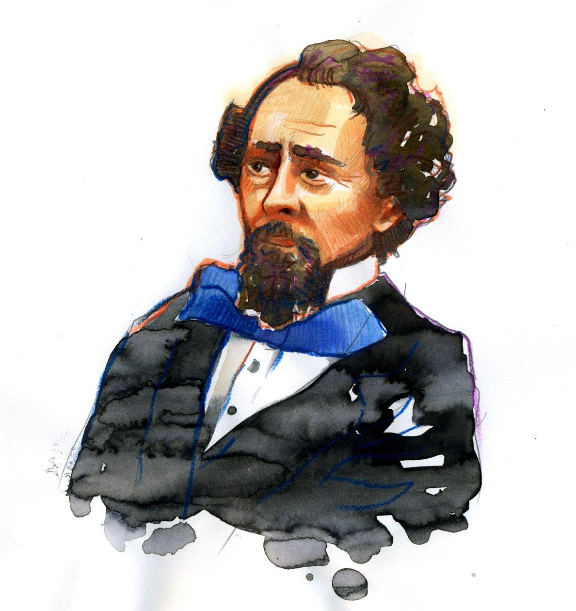 Retrato de Charles Dickens (1812-1870) Escritor inglés (Retrato del escritor y crítico social inglés Charles Dickens) de Alessandro Lonati