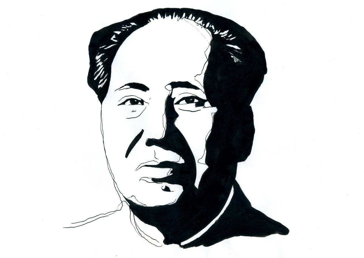 Retrato del revolucionario comunista chino y padre fundador de la República Popular China Mao Zedong de Alessandro Lonati
