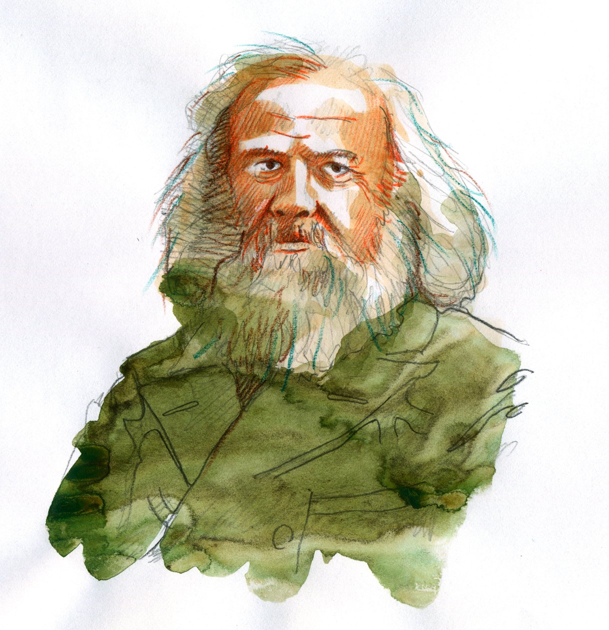 Retrato de Dimitri Ivanovich Mendeleiev, Mendeliev (o Dmitri Mendeleev de Alessandro Lonati