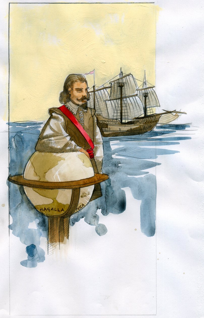 Retrato del corsario, explorador, traficante de esclavos y político inglés Francis Drake (dibujo) de Alessandro Lonati