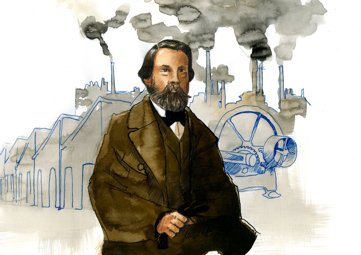 Retrato de Friedrich Engels (1820-1895), teórico y político socialista alemán de Alessandro Lonati