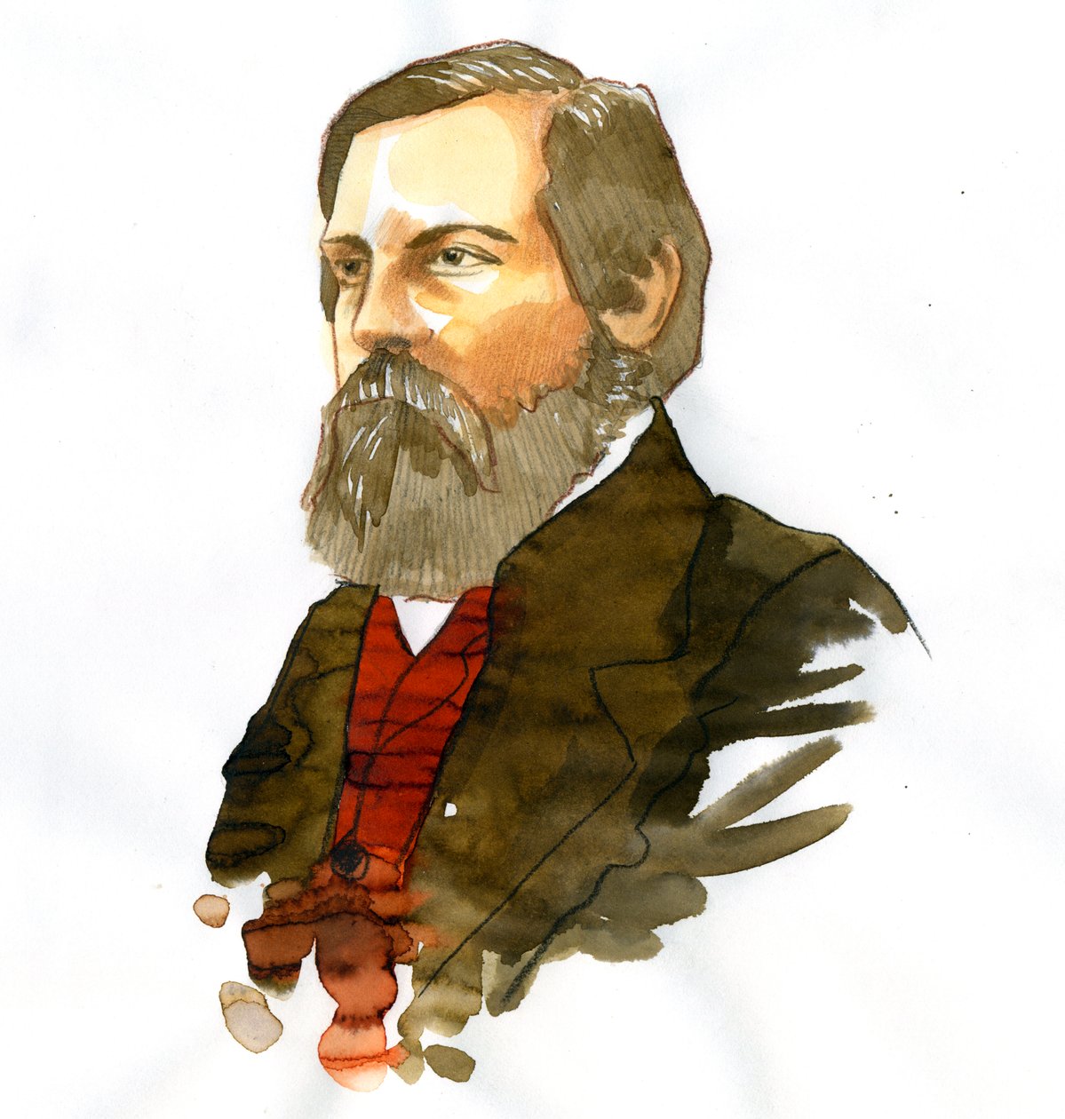 Retrato de Friedrich Engels (1820-1895), teórico y político socialista alemán de Alessandro Lonati