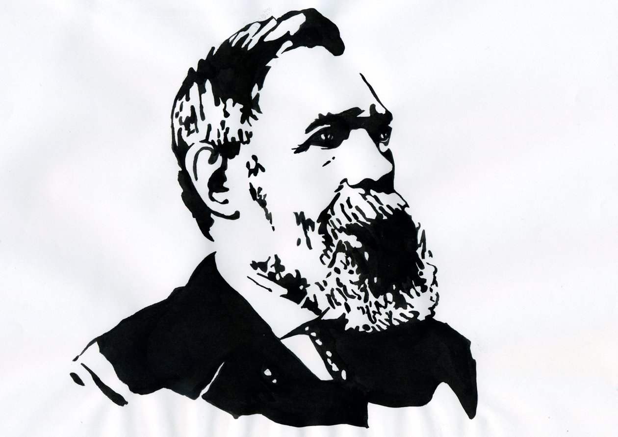 Retrato de Friedrich Engels (1820-1895), teórico socialista y político alemán (Friedrich Engels, filósofo, científico social y periodista alemán) de Alessandro Lonati