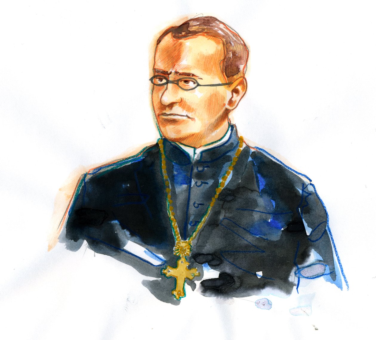 Portrait of Gregor Mendel (1822-1884) Catholic monk and botanist founder of genetics (Retrato de Gregor Mendel Científico moravo de lengua alemana y fraile agustino que adquirió fama póstuma como fundador de la ciencia moderna de la genética) de Alessandro Lonati