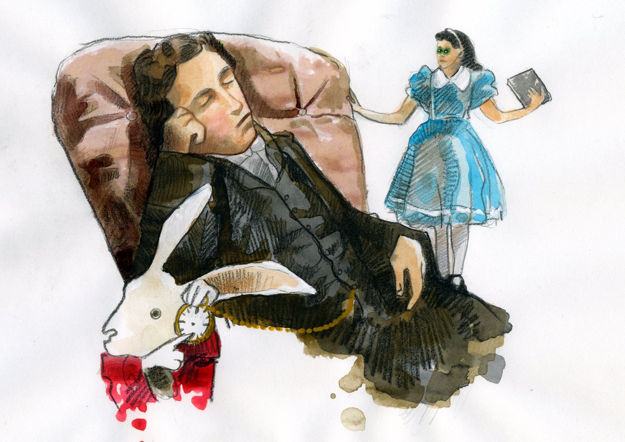 Retrato de Lewis Carroll novelista, ensayista, fotógrafo rodea a sus personajes (Retrato de Lewis Carroll (1832-1898)) de Alessandro Lonati