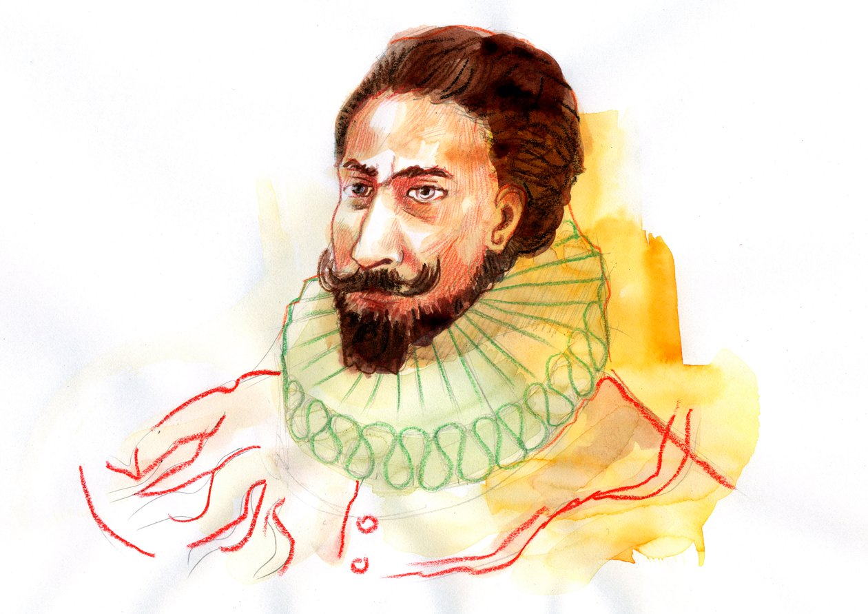 Retrato de Miguel de Cervantes Saavedra (1547-1616) (Retrato del escritor español Miguel de Cervantes Saavedra) de Alessandro Lonati