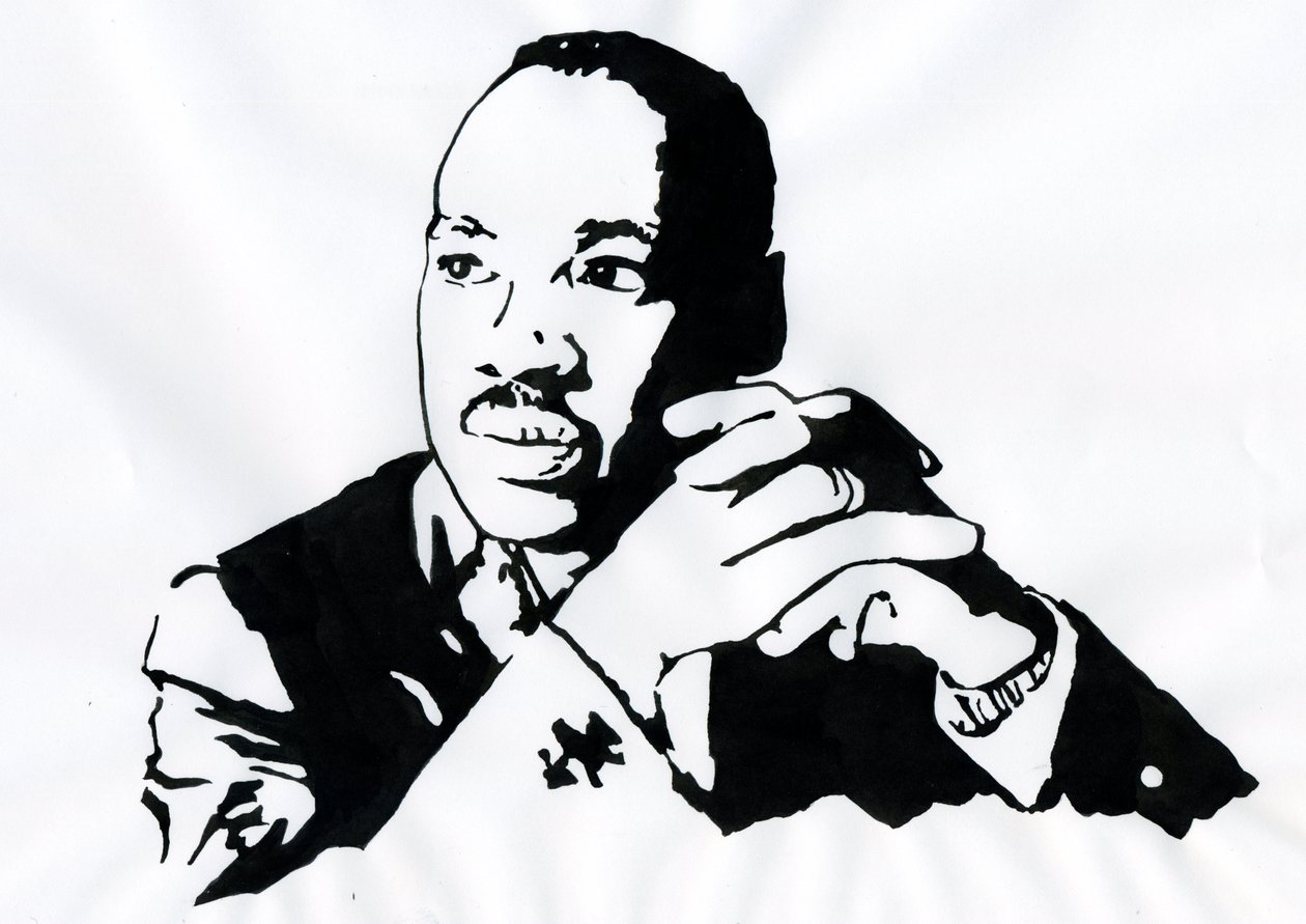 Retrato del pastor Martin Luther King (1929-1968) Ilustración de Alessandro Lonati