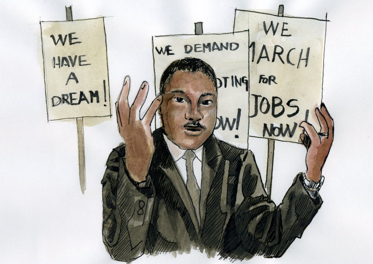 Retrato del pastor Martin Luther King (impresión) de Alessandro Lonati