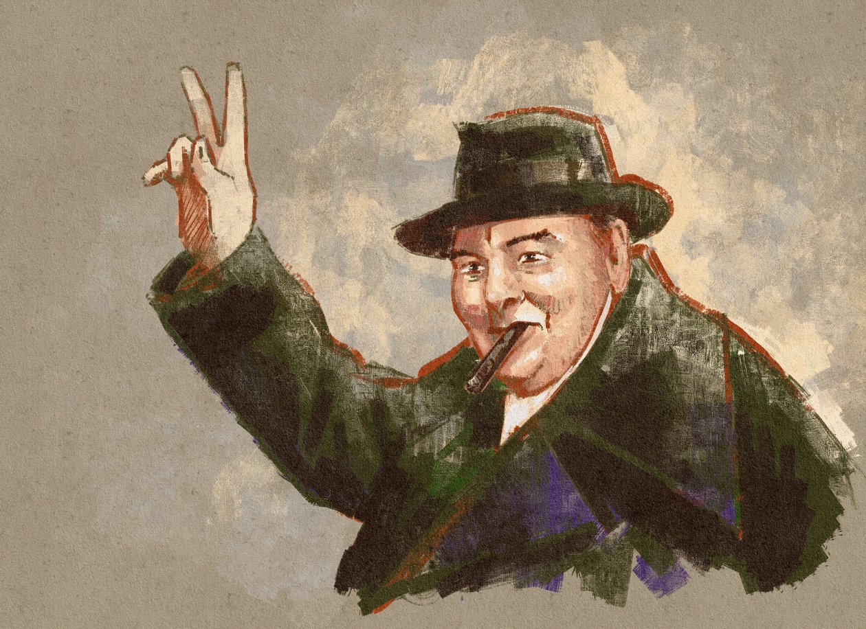 Retrato de Sir Winston Leonard Spencer Churchill (ilustración) de Alessandro Lonati