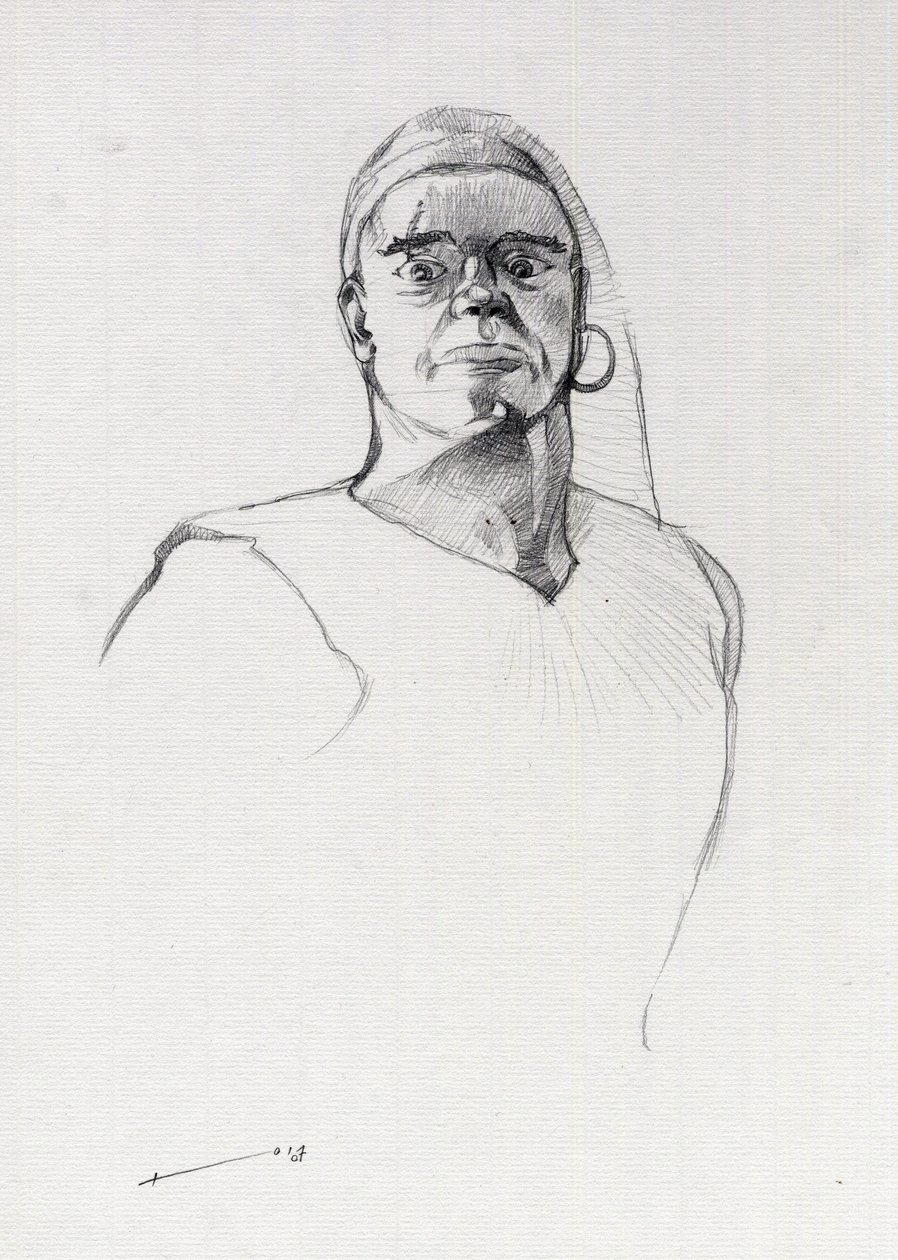 Retrato de pirata (corsario) o busto de marinero. Dibujo de Alessandro Lonati de Alessandro Lonati