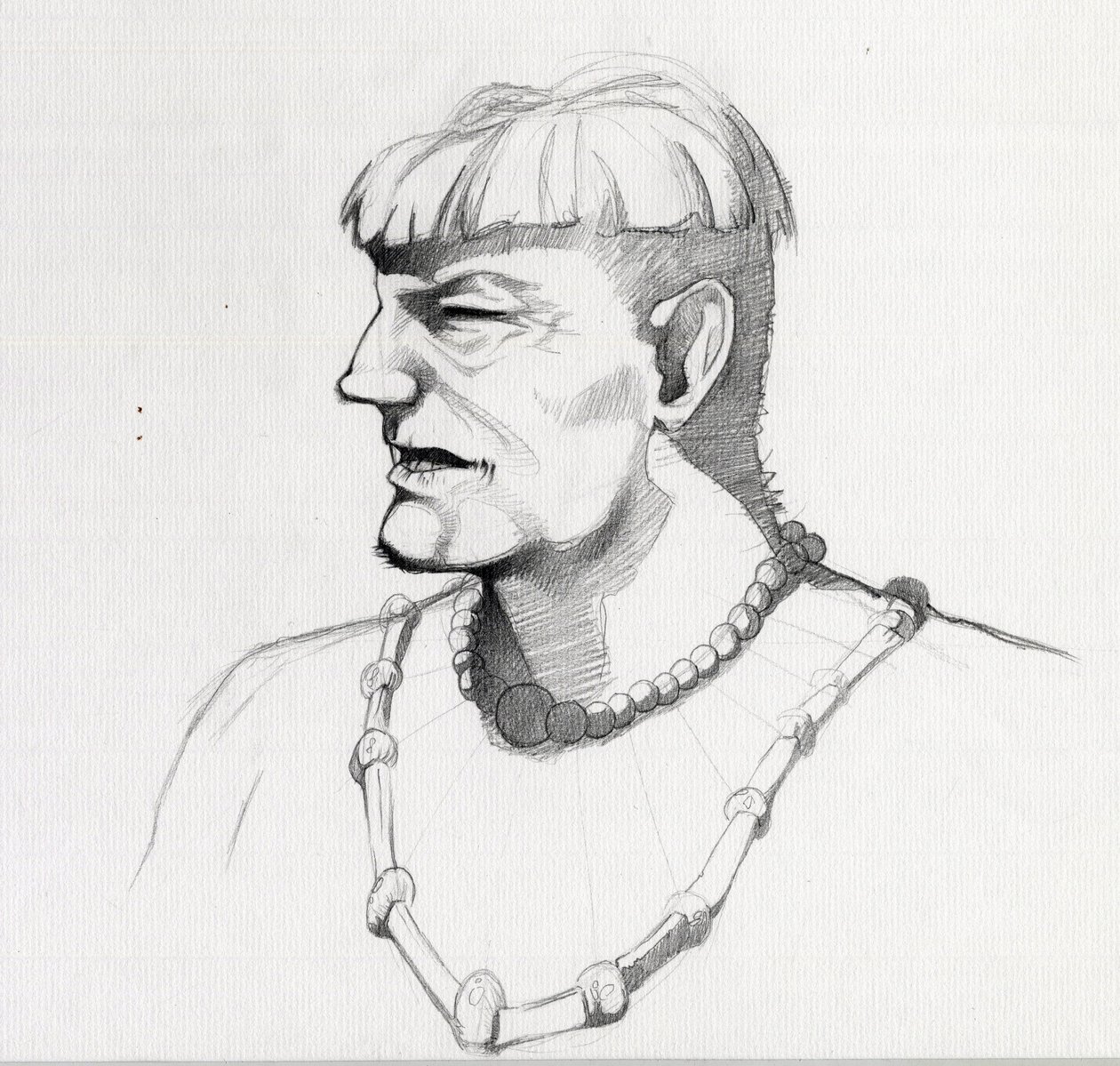 Retrato de pirata (corsario) o busto de marinero. Dibujo de Alessandro Lonati. de Alessandro Lonati