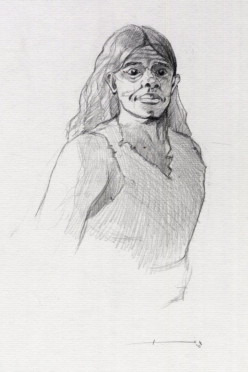 Retrato de pirata (corsario) o busto de marinero. Dibujo de Alessandro Lonati. de Alessandro Lonati