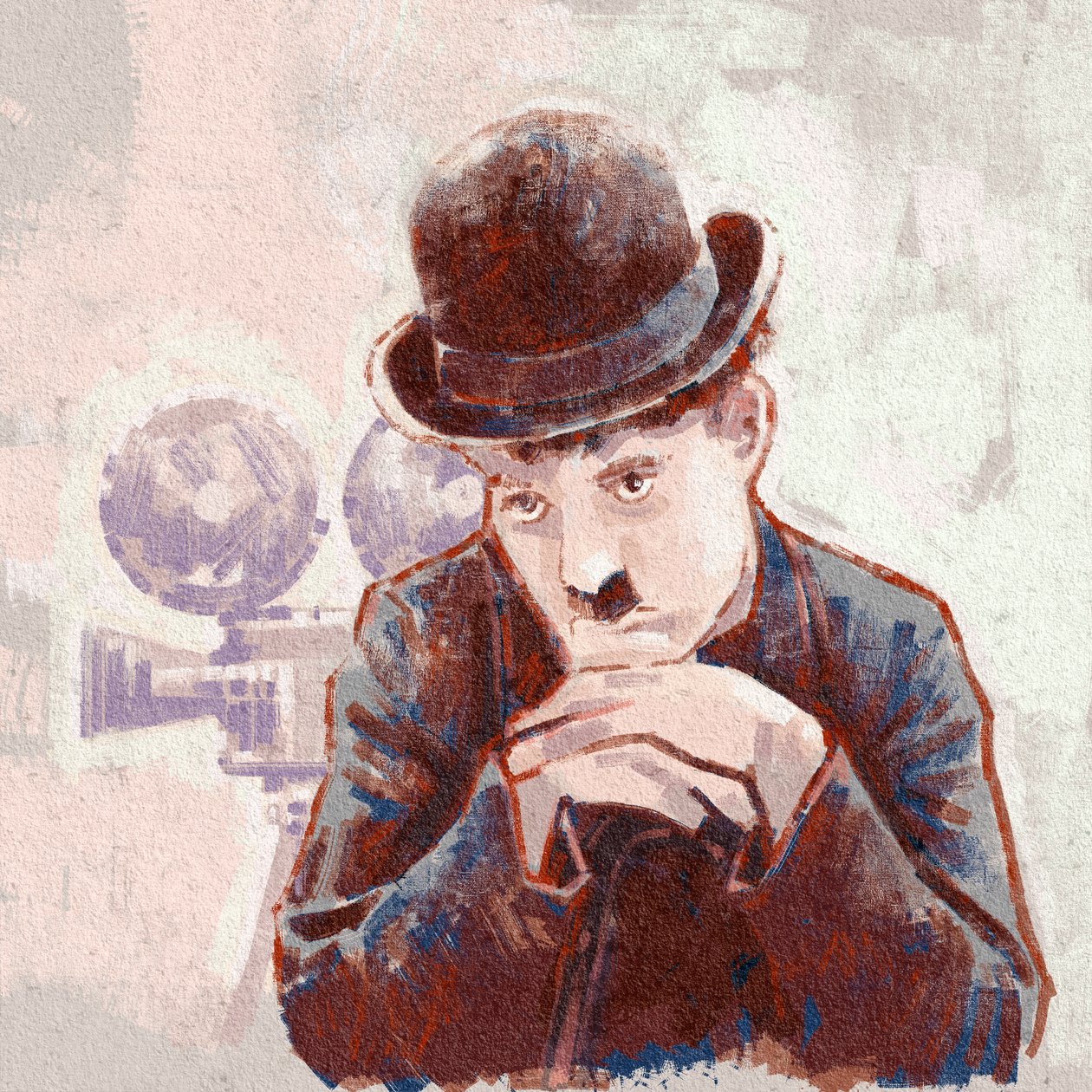 Retrato del actor y director Charlie Chaplin (ilustración) de Alessandro Lonati