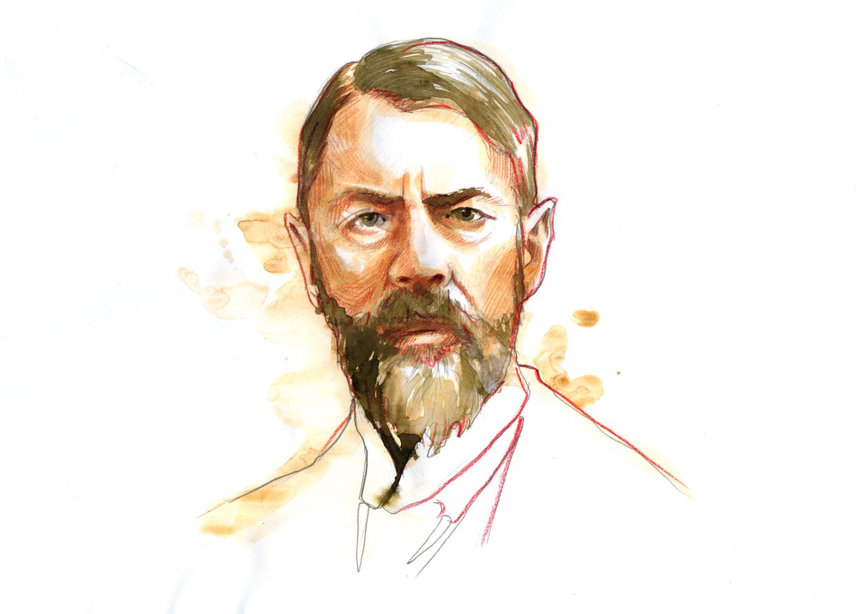 Retrato del sociólogo alemán Max Weber (1864 - 1920) (Max Weber Sociólogo, filósofo, jurista y economista político alemán) de Alessandro Lonati