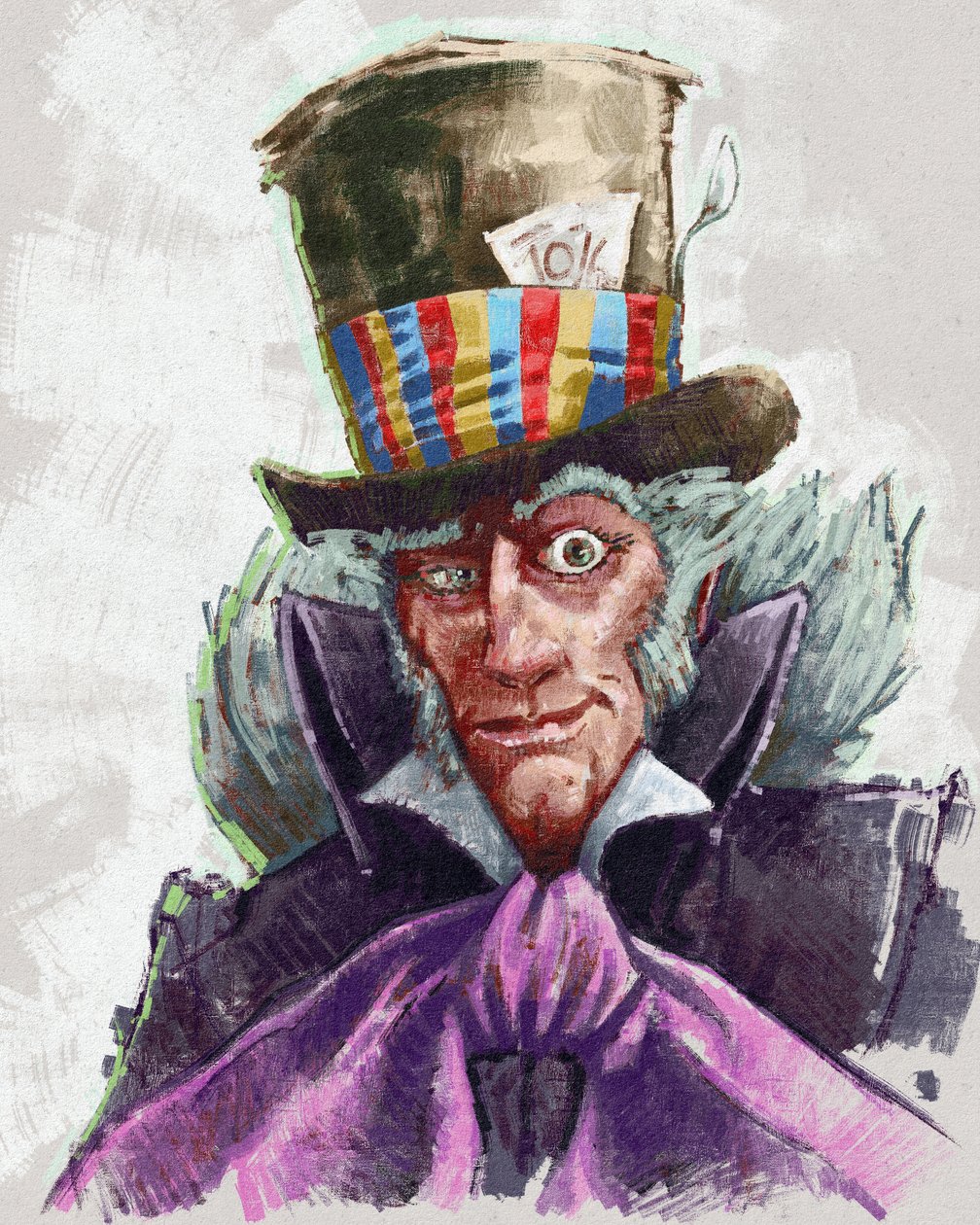 Retrato del sombrerero loco (ilustración) de Alessandro Lonati