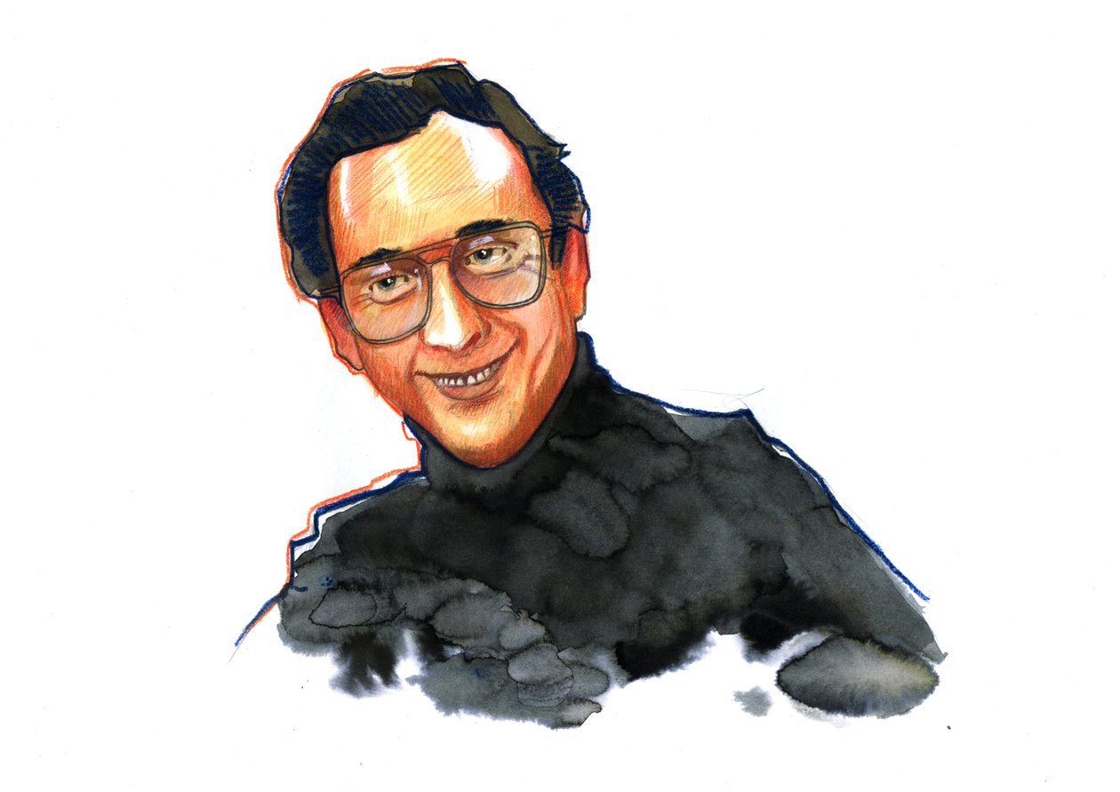 Retrato del escritor y humorista Harold Pinter (1930-2008) (Dramaturgo, guionista, director y actor inglés Harold Pinter) Dibujo de Alessandro Lonati de Alessandro Lonati
