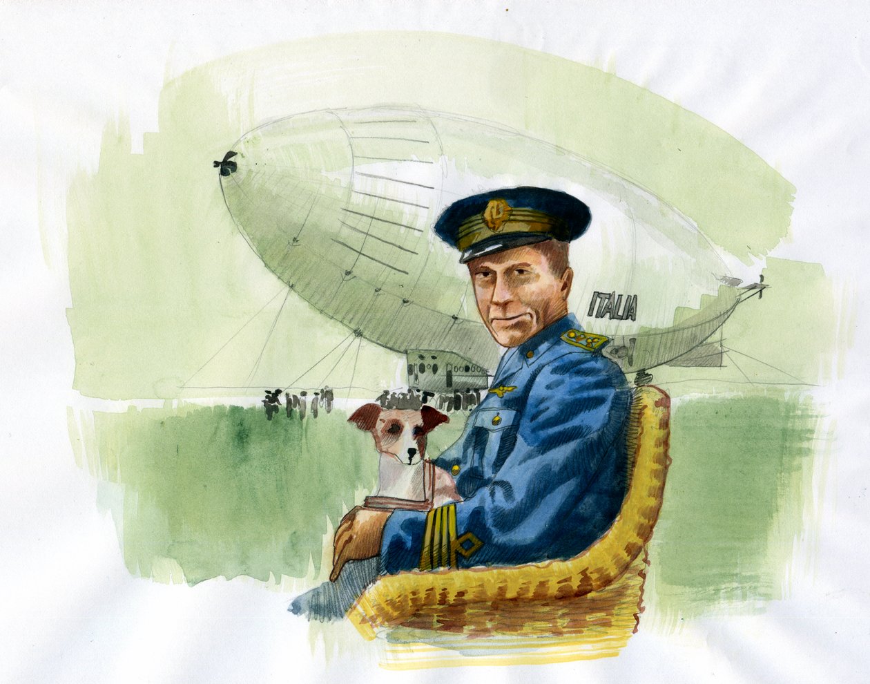Representación del ingeniero aeronáutico y explorador italiano Umberto Nobile (1885-1978) (Retrato del ingeniero aeronáutico y explorador ártico italiano Umberto Nobile) Ilustración de Alessandro Lonati de Alessandro Lonati