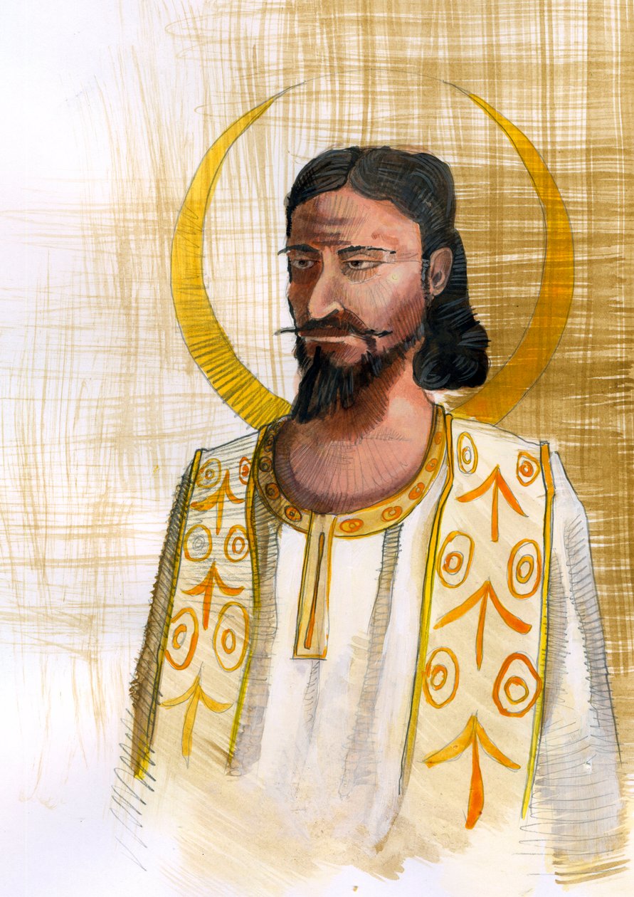 Representación del profeta Mani (Manes) Fundador del maniqueísmo (216-276) (Retrato del profeta Mani y fundador del maniqueísmo) Ilustración de Alessandro Lonati de Alessandro Lonati
