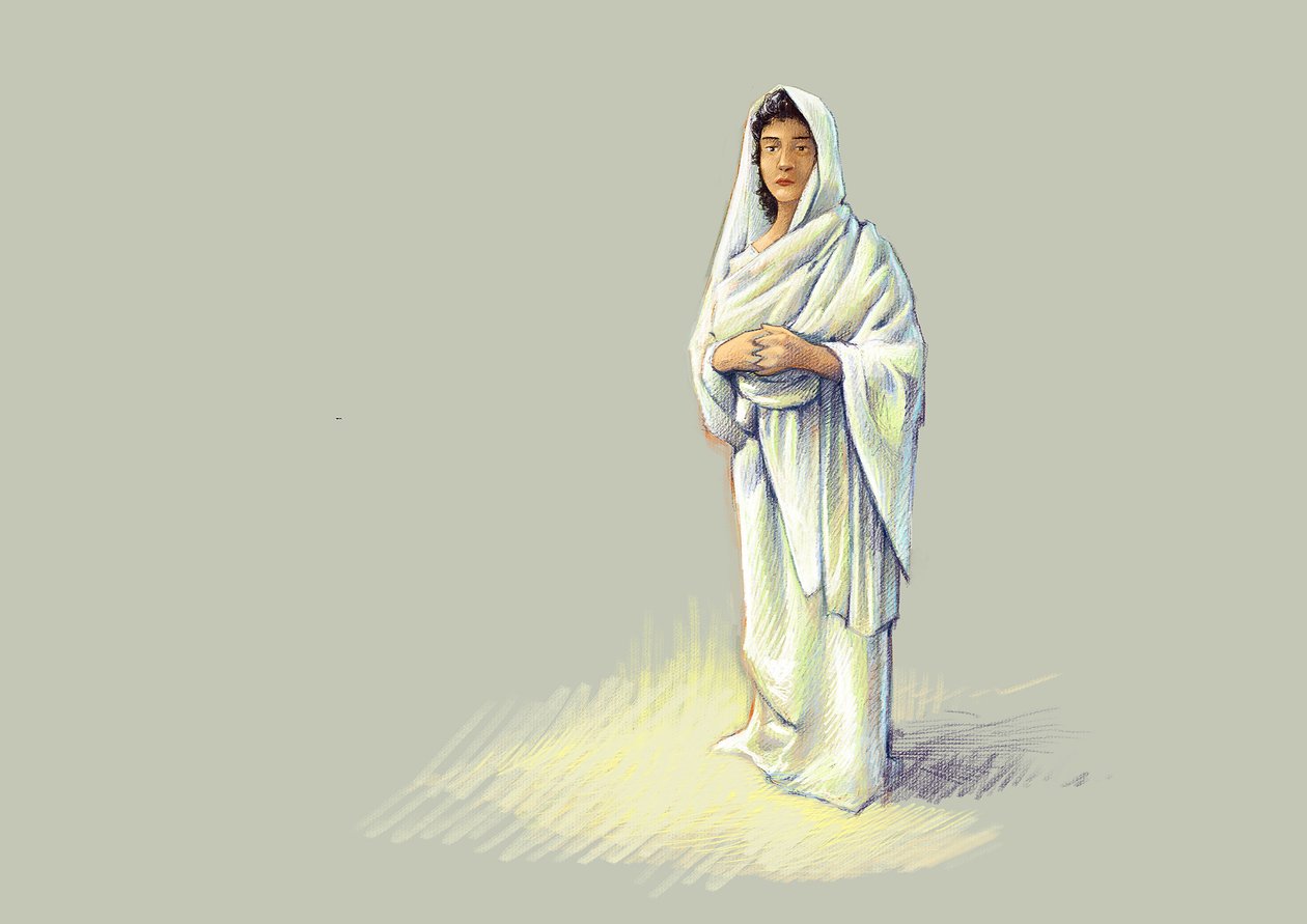 Antigüedad Romana: Representación de dama romana - Dibujo de Alessandro Lonati de Alessandro Lonati