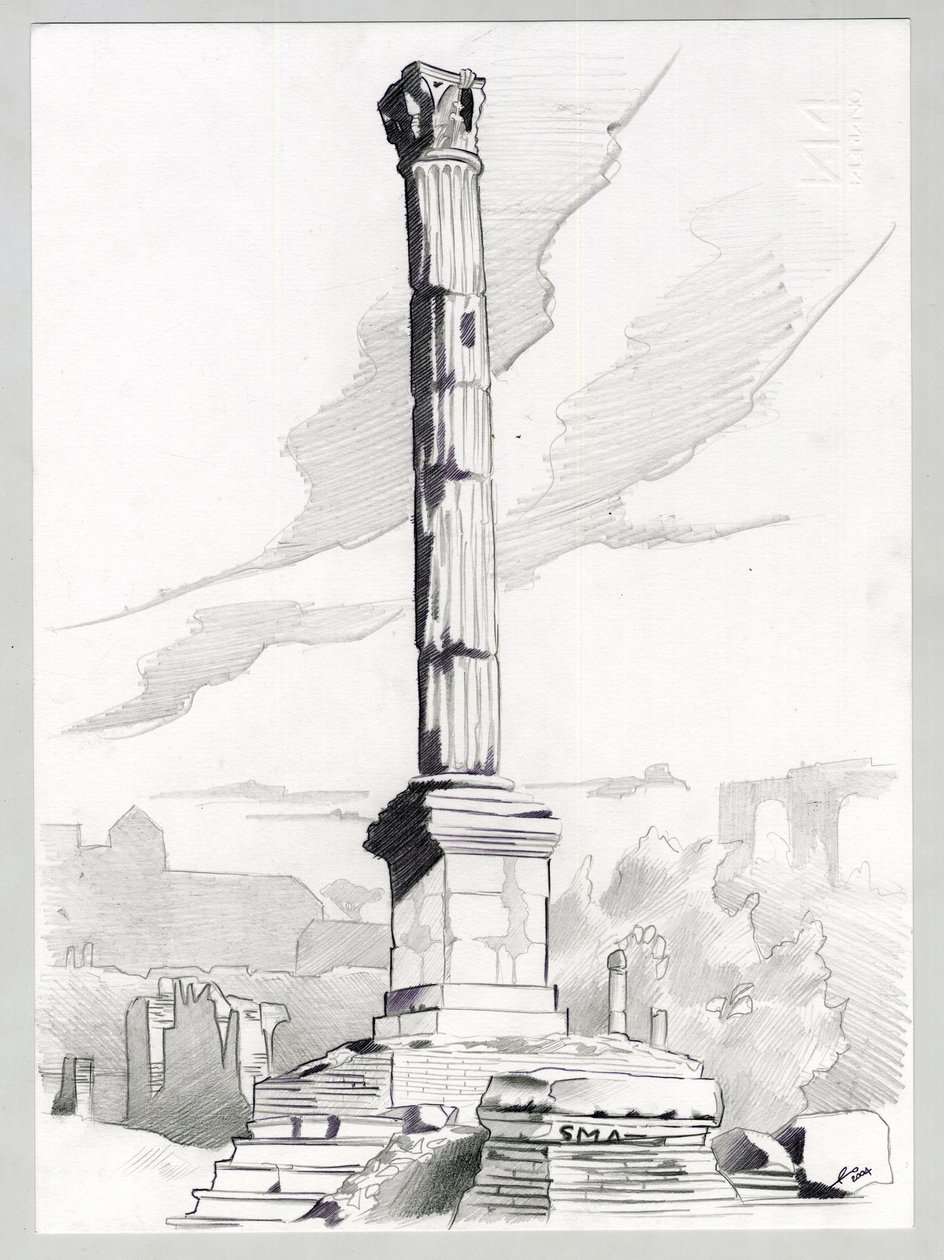 Ruinas de la época romana en Roma, Foro (foro romano) Dibujo de Alessandro Lonati. de Alessandro Lonati