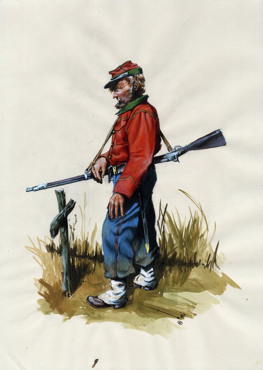 Segundo Imperio (1852-1870): Unificación italiana (Risorgimento), voluntario del ejército garibaldino conocido como "camisa roja", luchador por la causa de Giuseppe Garibaldi (1807-1882) en Italia. de Alessandro Lonati
