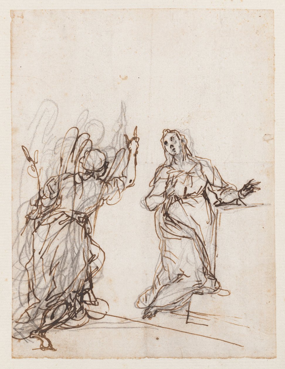 La Anunciación, principios del siglo XVII (dibujo a pluma y tinta) de Alessandro Maganza