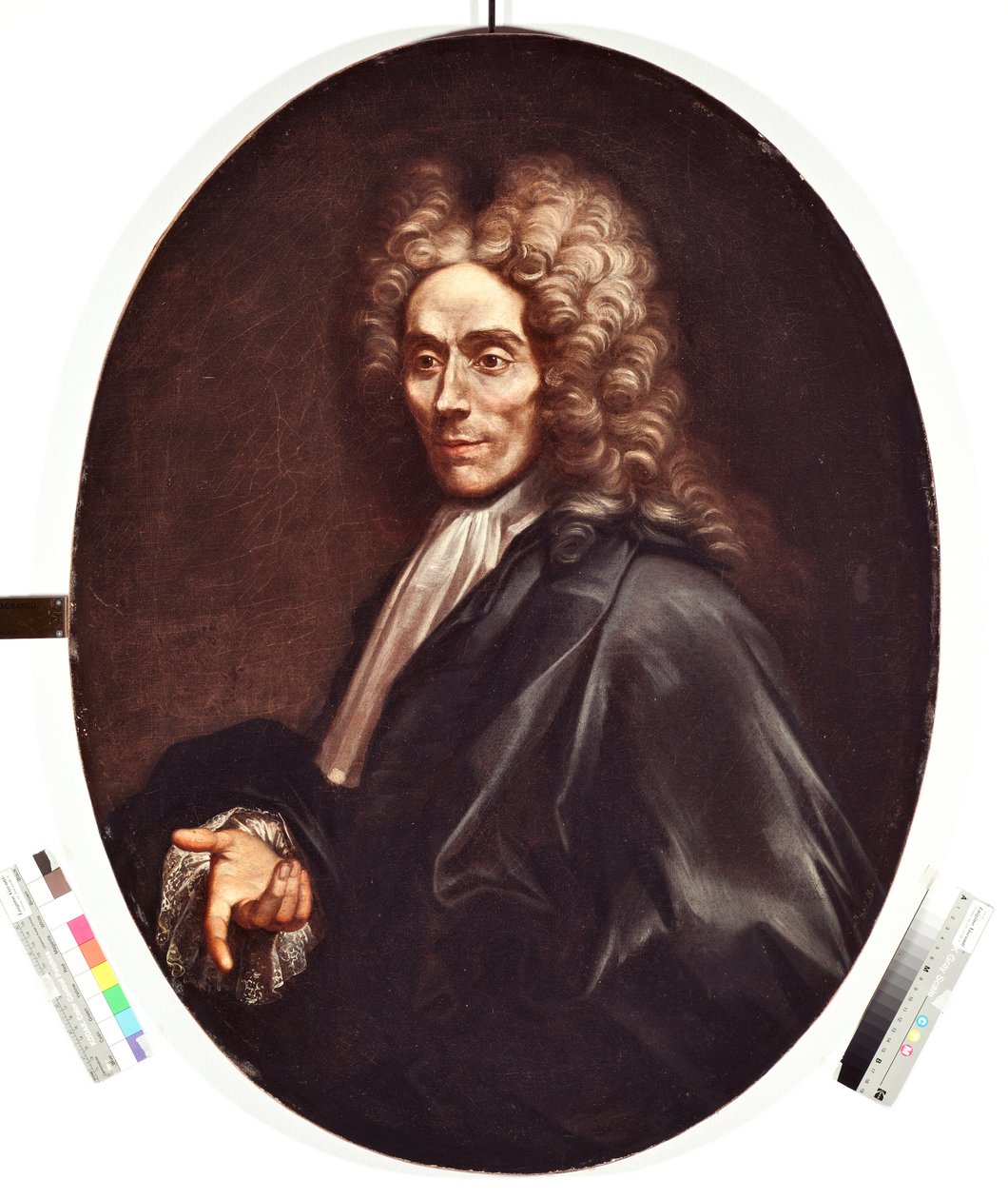 Retrato de un hombre de la nobleza, con peluca y vestido negro de Alessandro Magnasco