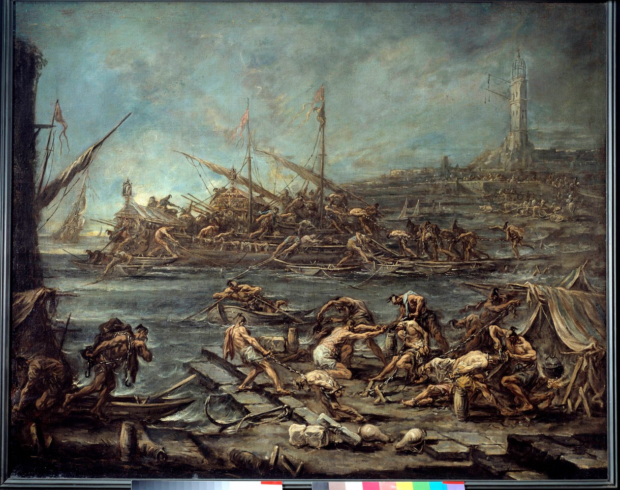 El embarque de los galeotes en el puerto de Génova de Alessandro Magnasco