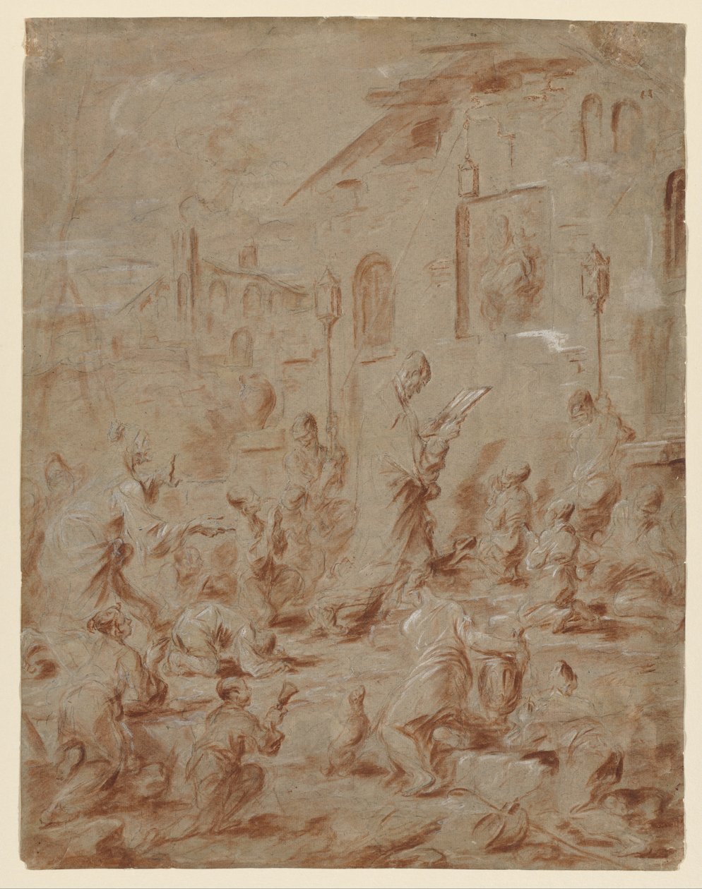 Worshippers at a Street Shrine de Alessandro Magnasco