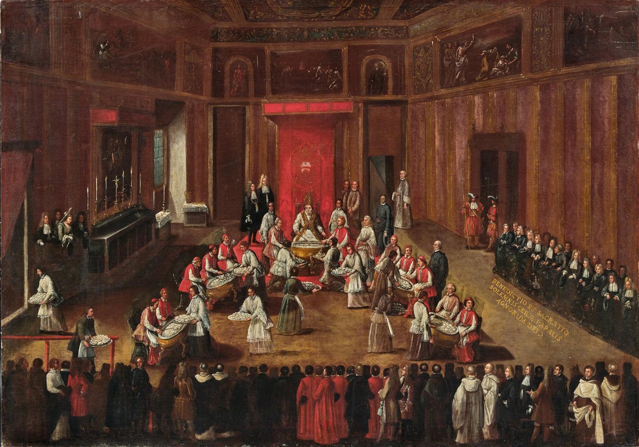Ceremonia del Agnus Dei celebrada por el Papa Clemente XI de Alessandro Piazza