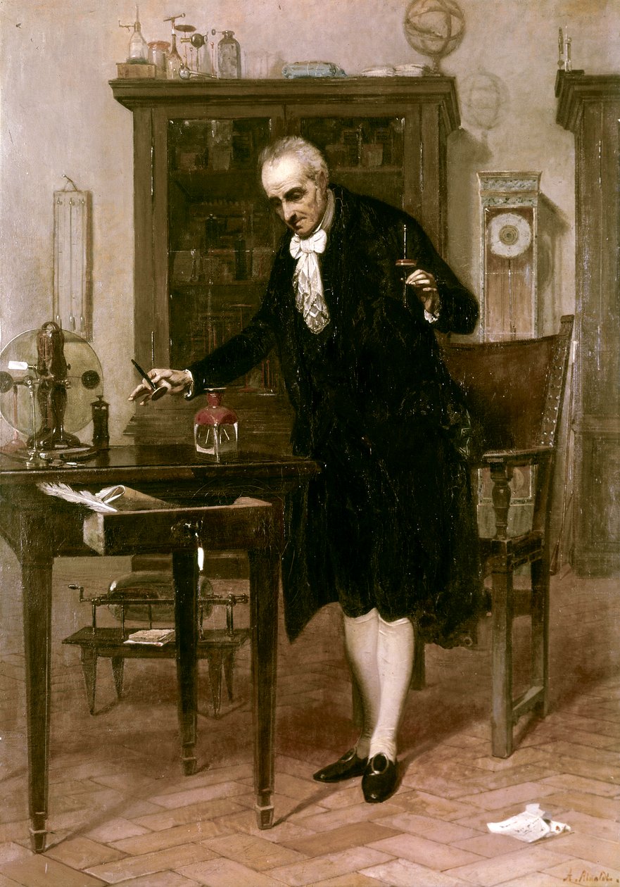 Volta en su laboratorio de Alessandro Rinaldi