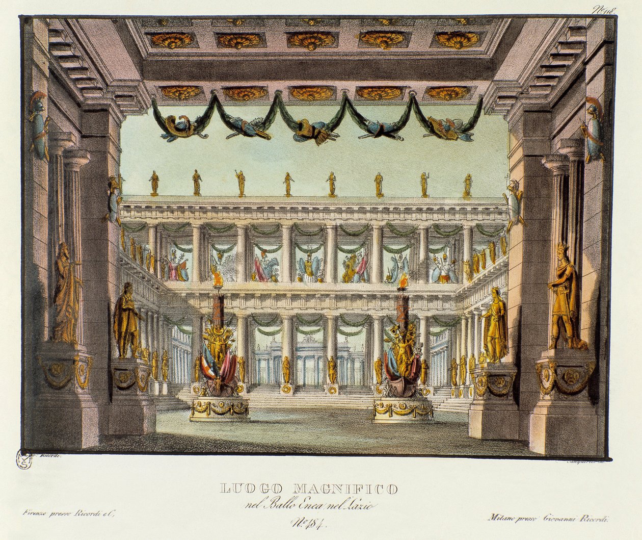 Un lugar magnífico: vista de un templo. Escenografía para la representación del drama lírico 