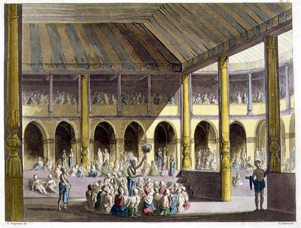 Brahmanes cantando alabanzas al dios Rama, de 