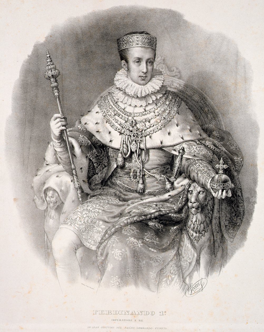 Fernando I (1793-1875), Rey de Lombardía-Venecia, en trajes de estado, de 