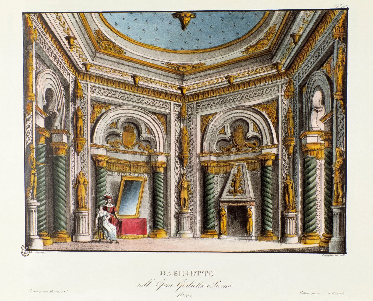 Apartamentos privados de Julieta Escenografía para la representación en el Teatro Carcano en 1829 de la ópera “Giulietta e Romeo” (1796) de Niccolo Antonio Zingarelli basada en la obra “Romeo y Julieta” de William Shakespeare de Alessandro Sanquirico