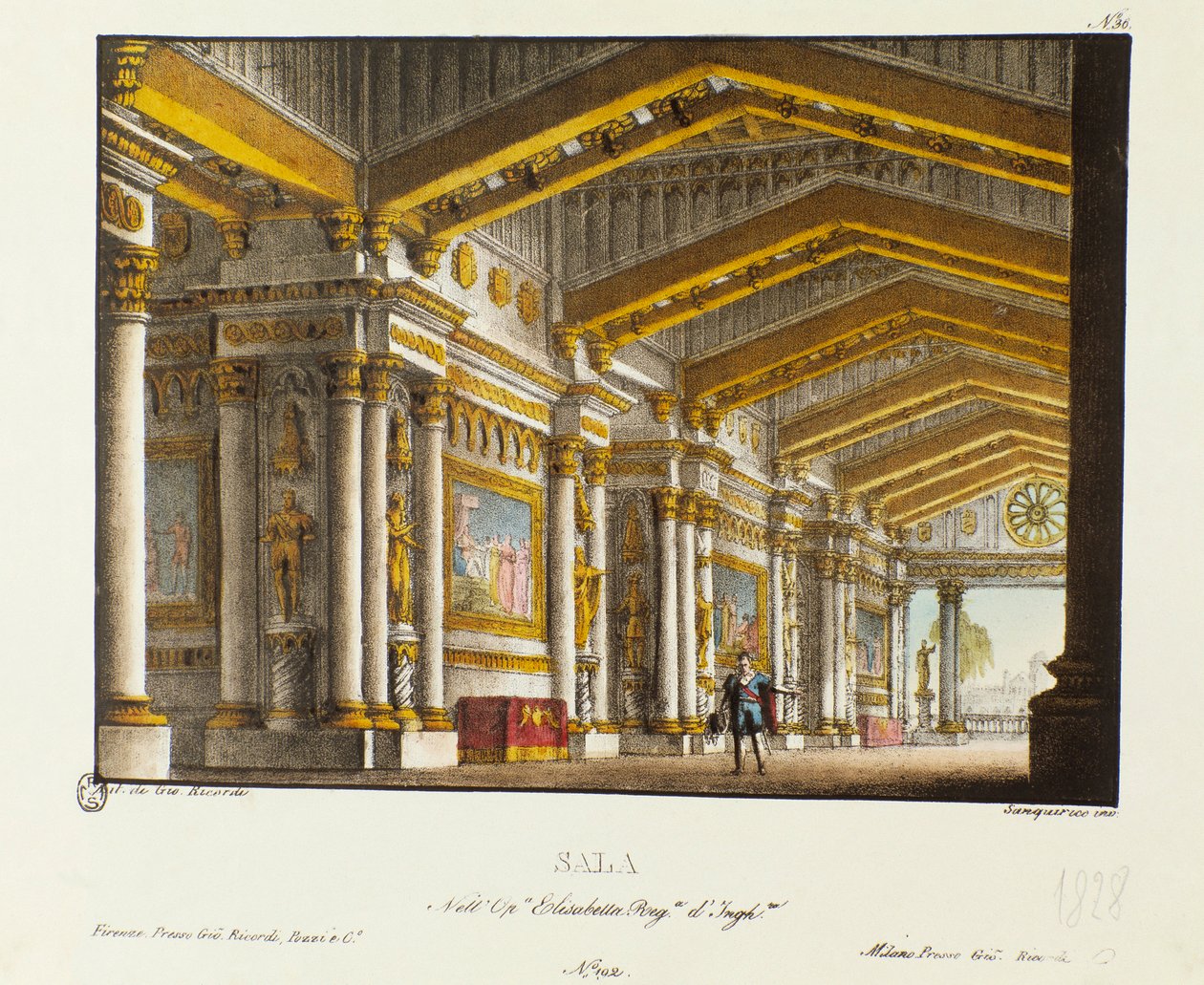 El Gran Salón del Palacio Real Escenografía para la representación de 1828 de la ópera “Elisabetta, Regina d