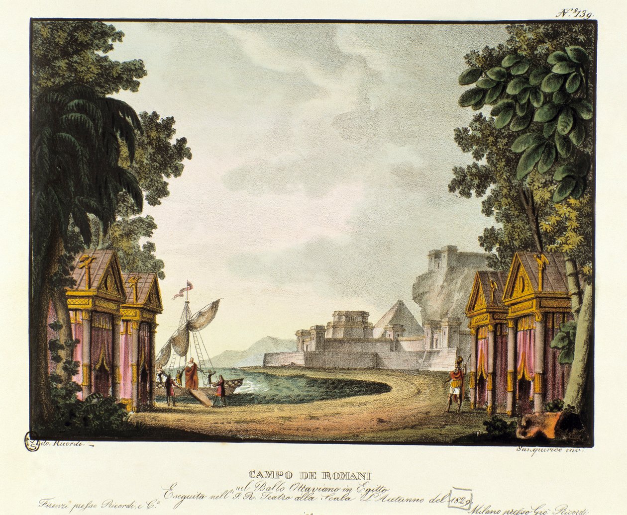 Vista del campamento romano Escenografía para el ballet “Ottaviano in Egitto” del coreógrafo italiano Giovanni Galzerani (1828) de Alessandro Sanquirico