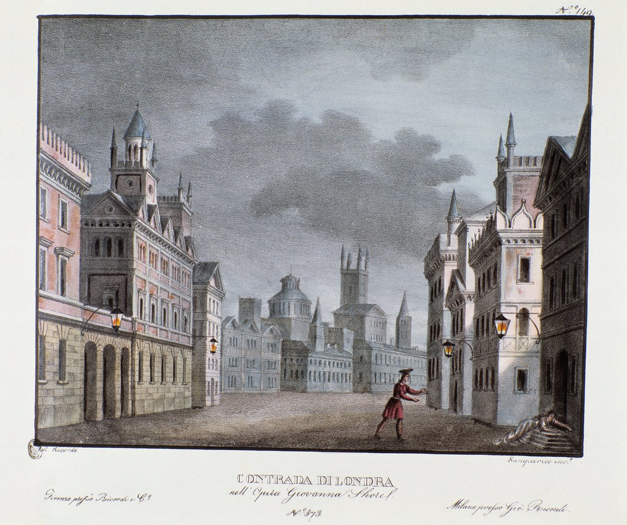Vista de los suburbios de Londres Escenografía para la ópera 