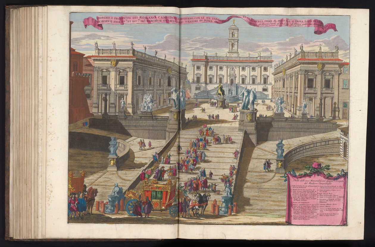 Trampa cerca de la Piazza del Campidoglio te Rome Dibujo y alzado del Campidoglio romano moderno (...) (título sobre objeto) de Alessandro Specchi