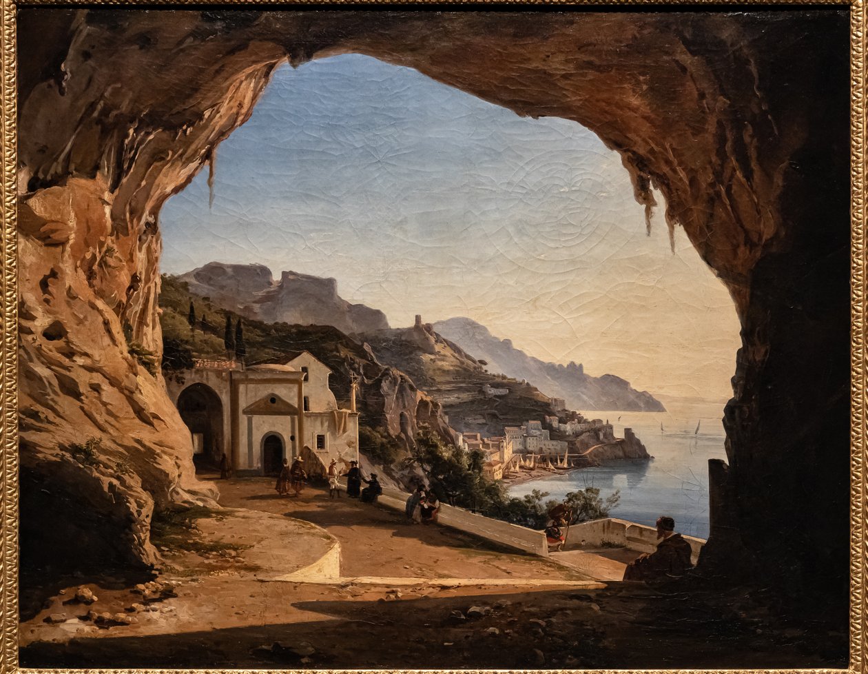 La cueva de los Capichinos en Amalfi, c.1850 (óleo sobre lienzo) de Alessandro la Volpe