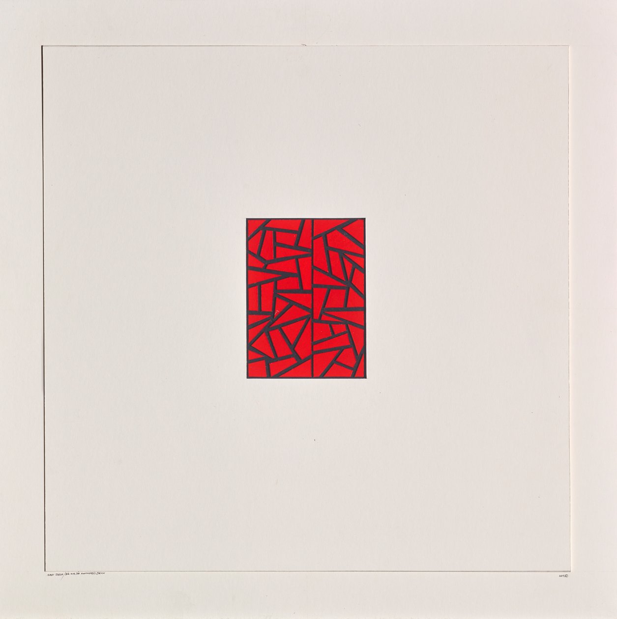 Red Bits on White, 2021 (esmalte sobre cartulina) de Alex Dunn
