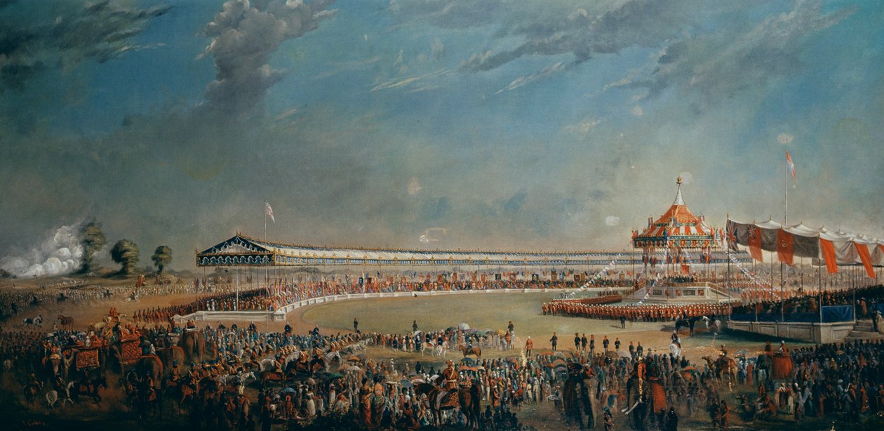 Delhi Durbar, celebración con motivo de la coronación de la Reina Victoria como Emperatriz de la India, 1877 de Alexander Caddy