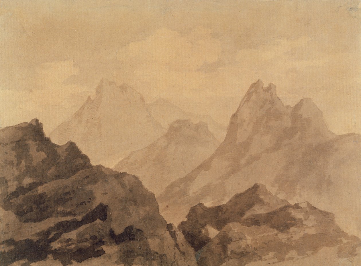 Cimas de Montañas (Un Estudio de Montaña), c.1780 de Alexander Cozens