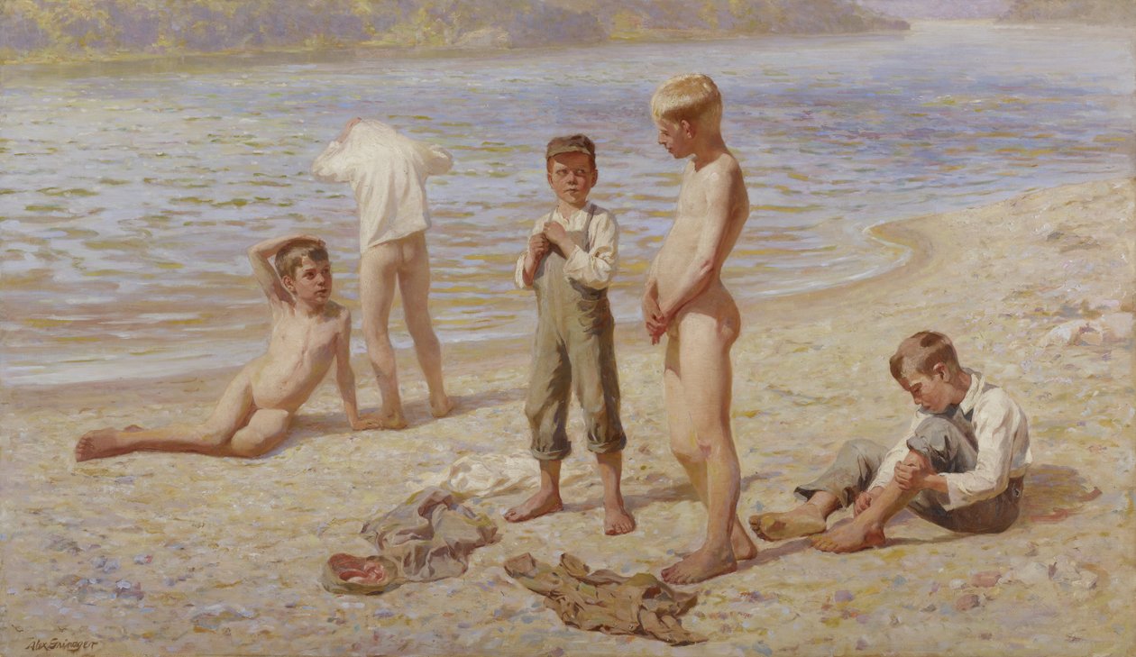 Niños bañándose de Alexander Grinager