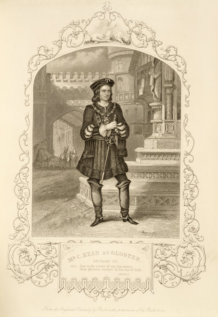 Mr C. Kean como Gloster, Acto I Escena 1, en Ricardo III, de William Shakespeare (1564-1616) de Alexander Reid